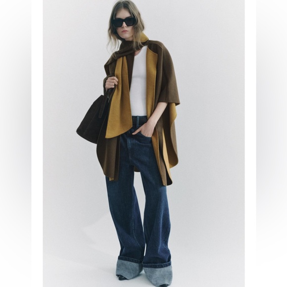 ZARA WOOL BLEND SCARF CAPE - Picture 2 of 11